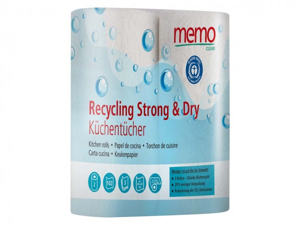 memo Küchenrollen Recycling Strong & Dry 2 Stk.