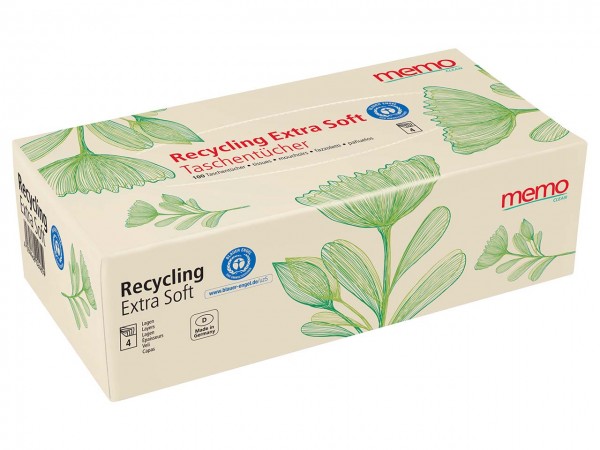 memo AG memo Taschentücher "Recycling Extra Soft" in praktischer Box 1 Stück